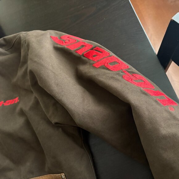 Mens Snap On Tools Brown Insulated Hooded Canvas Jacket Size Medium 123408 - Picture 3 of 11